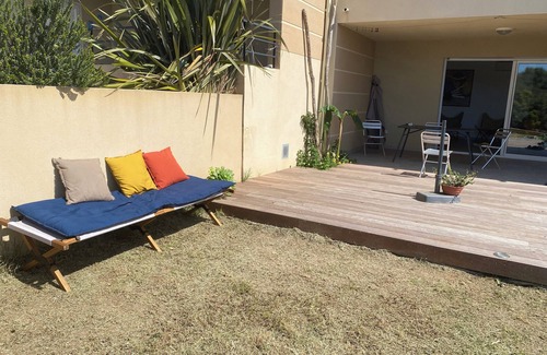 Braccolaccia Apartment | Farinole near Saint-Florent. Terrace and garden with sea view, Sandy beach within walking distance