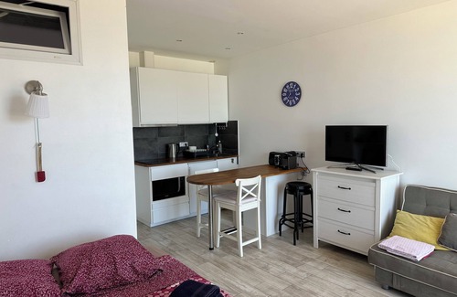 Villeneuve Loubet Beach Apartment | Feet in the water, the view of the beach and the sea