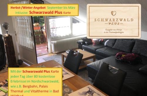 Bad Wildbad Apartment | Ferienwohnung Kuckuck auf dem Sommerberg incl SchwarzwaldCard Plus - 2 Zimmer 50qm