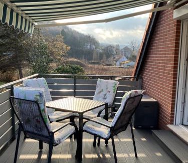 Bad Harzburg Apartment | Ferienwohnung Waldhöhe -sonniger Balkon mit Bergblick