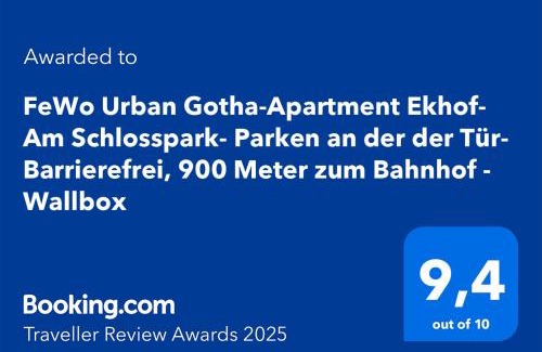Gotha Apartment | FeWo Urban Gotha-Apartment Ekhof- Am Schlosspark- Parken an der der Tür- Barrierefrei, 900 Meter zum Bahnhof - Wallbox