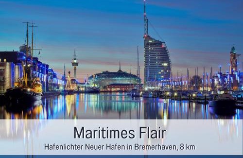 Langen b. Bremerhaven Apartment | Fewos-Bremerhaven, Ferienwohnung "Lilie" in Geestland-Langen, ideal für Familien & Homeoffice - WLAN & kostenlose Fahrräder - 3 Zimmer, Balkon - nahe Bremerhaven