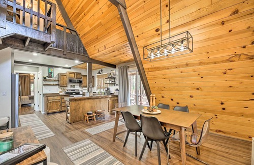 Pinetop Cabin | Fire Pit Table: A-Frame Cabin in Pinetop-Lakeside