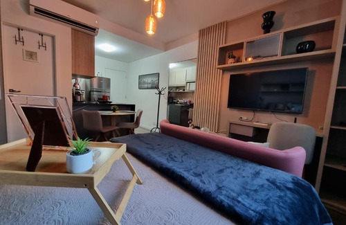 Alphaville Apartment | Flat luxo, mobiliado c/ar, wi-fi, pisc. e academia
