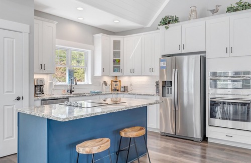 Moneta House | Foothills Retreat, New Lakefront Luxury w/Covered Decks + Hot Tub, Fire Pit Terrace, Dock & More!