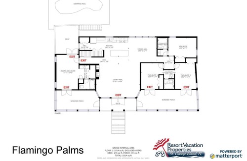 East End House | FREE BEACH GEAR! Pets OK, Pool, Beach View, Screened Porch, Fireplace, BR/3BA "Flamingo Palms"