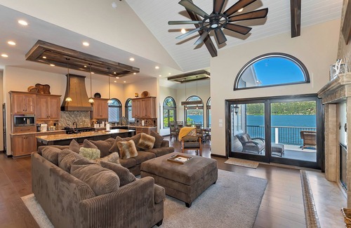 Big Bear Lake Cabin | Gilner Point Lakefront by Destination Big Bear : Over 5,700 Square Feet of Lakeside Luxury! Ornate Iron and Marble Accents!