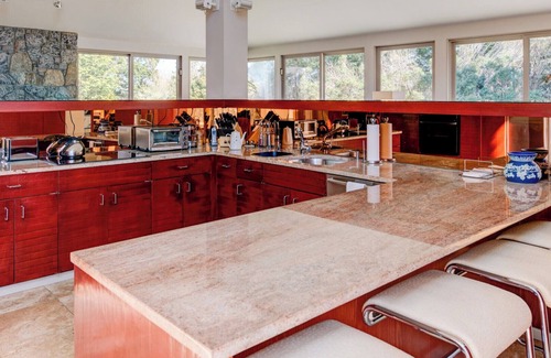 Sagaponack House | Glam-style home with private pool, open-floor plan, floor-to-ceiling.