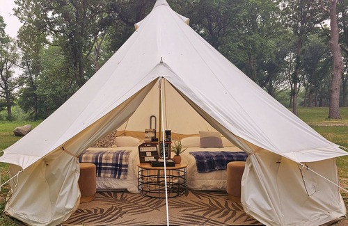 St Croix Falls RV Rental | Glamp Tent at Historic estate Big Rock Creek
