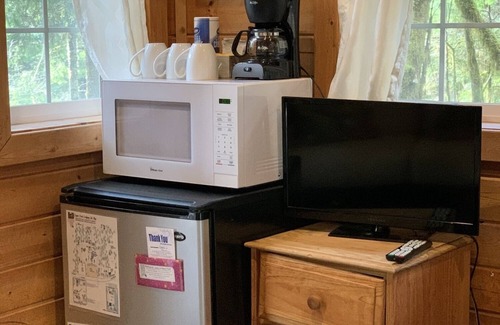 Ashford Cabin | Glamping at its finest in an adorable tiny home cabin that sleeps up to three! Shared hot tub. Beautiful property surrounding the cabin. Short stroll to Copper Creek. Walking distance to Copper Creek Restaurant. 2 miles to Mt Rainier National Park.