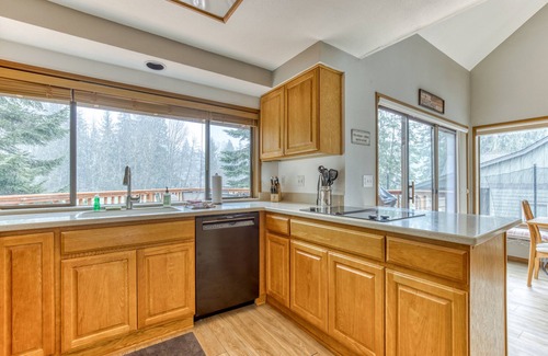 Welches House | Golf-course-front home with deck, AC, fireplace, pool & hot tub - dog-friendly