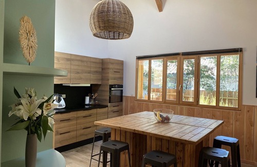 Biscarrosse House | GOLF de Bisca, wooden villa, lake on foot, heated SWIMMING POOL, 4-star rating.