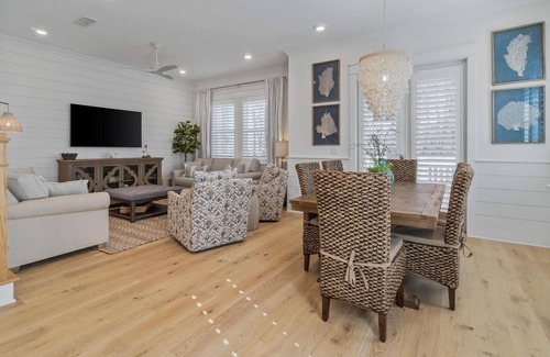 Panama City Beach House | Gorgeous 30A Beach rental with 6 seater golf cart included close to Hub/pool!