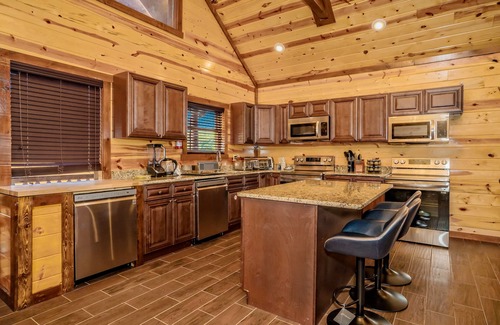 Sevierville Cabin | GraceView Lodge: Indoor Pool, Mtn Views, Large Outdoor Patio, Fire Pit, Hot Tub, Theater and more.