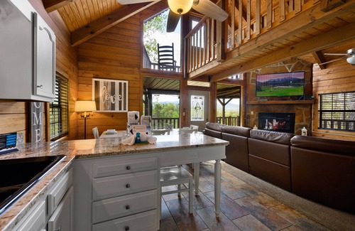 Pigeon Forge Cabin | Great Views! Firepit, Pool Table & arcade , Hot Tub, 1 Mile from Downtown