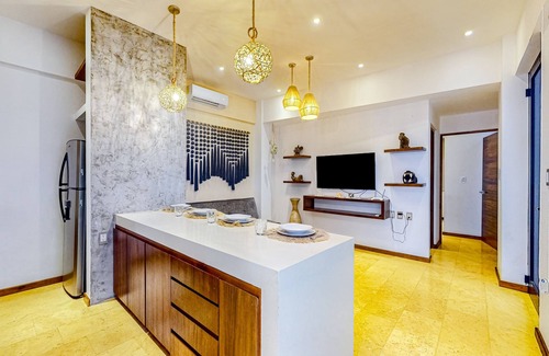 Zama Apartment | Ground-floor apt near downtown Tulum with rooftop pool, gym, soaking tub, & AC
