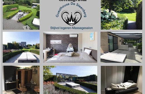 Geel House | Guesthouse De Steenberg tweepersoonskamer met grote badkamer, kitchenette en tuinzicht op de eerste verdieping