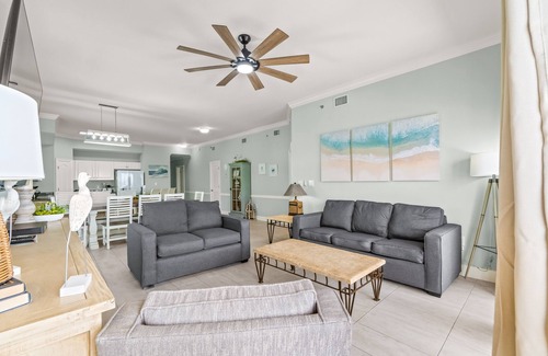 Gulf Shores Condo | Gulf-front condo with balcony overlooking beach, pool, new furniture, & W/D