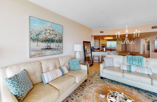 Orange Beach East Condo | Gulf-view condo with beach access, indoor/outdoor pools, & private balcony