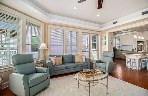 Beachside Village House | Gulf-view home with three balconies - walk to beach - central AC & private W/D