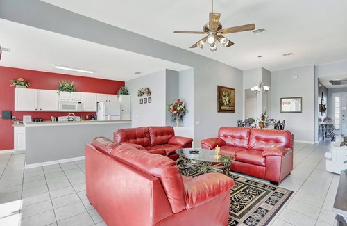 Windsor Hills House | Heatable pool & hot-tub, TV in all bedrooms, free Wi-Fi, pond view in back