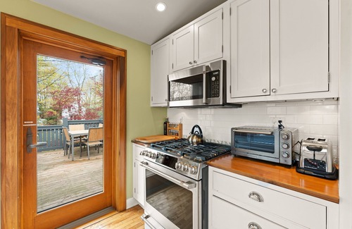 Saugatuck House | Heated pool and steps from downtown Saugatuck! Family-friendly retreat