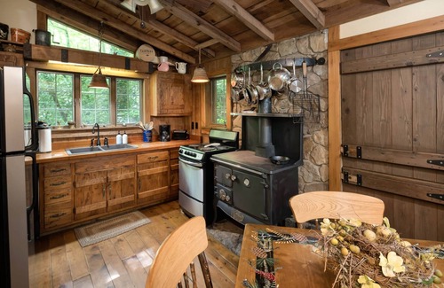 Robbinsville Cabin | Historic Creekside Cabin with Luxury Amenities, WiFi, Fireplace, Private Trails