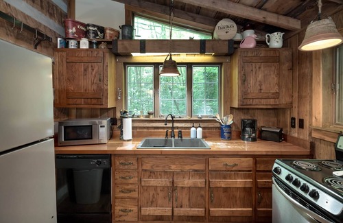Robbinsville Cabin | Historic Creekside Cabin with Luxury Amenities, WiFi, Fireplace, Private Trails