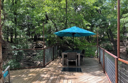 Dennis Cabin | Hobbit Treehouse with waterfall! 350 Acres on the BrazosRiver! "Magical"-FW Mag