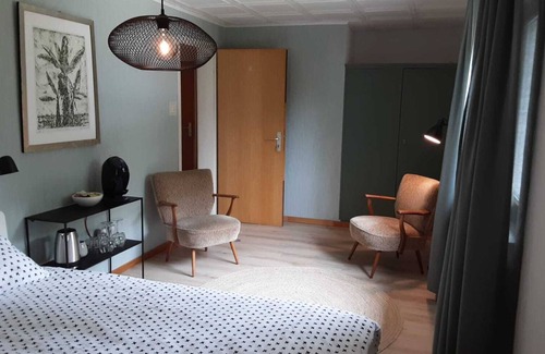 Bad Sachsa House | Hochwald- Spacious room with private shower, toilet, fridge, coffee/tea.