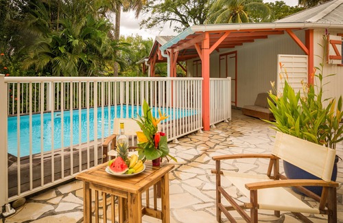 Pointe-Noire House | Holiday house with pool in a tropical garden, beach at walking distance