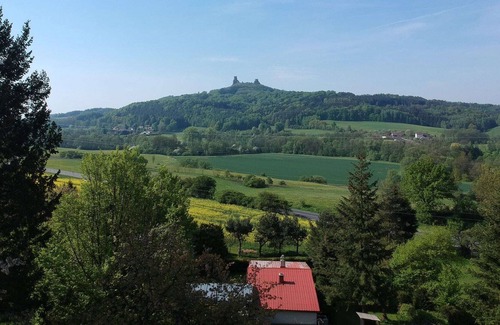 Ktova House | House with the pool and fenced garden. Great view at Trosky Castle!