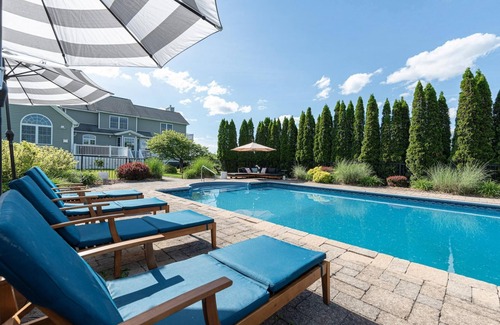 Pleasant Valley House | Hudson Valley Retreat Pool spa Home Theater gym