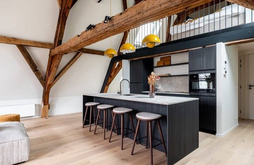 Kunstenkwartier Apartment | Huswell - City-view loft with wooden beams and mezzanine