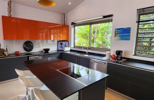 Punaauia Villa | In a quiet, popular subdivision, villa with pool, view of Moorea, 5 bedrooms