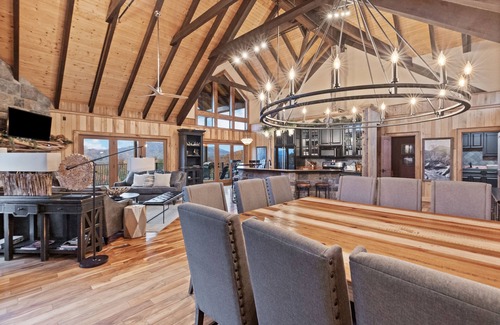 Gatlinburg - Pigeon Forge Cabin | Indigo Falls ~ 8BR w/Golf Simulator, Indoor Cave Pool, Hot Tub, Game Room, Theater, & Views!