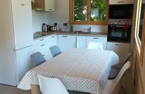 Saint-Paul-en-Chablais Ski Chalet | Individual chalet "la Chaumière", new in 2018. very comfortable, wooded garden