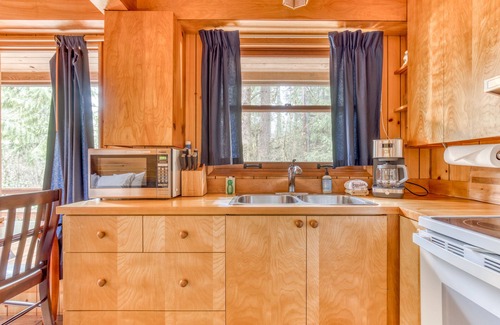 Mount Hood Village Cabin | Intimate dog-friendly retreat with free WiFi, wood stove, & gas grill