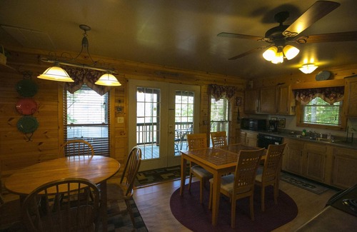 Rogers Cabin | Inviting and charming, 3-BR, 2-BA log cabin with phenomenal view! King Beds.