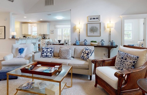 St. Simons Island House | Inviting home with golf nearby, fireplace, full kitchen, & W/D