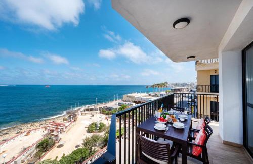 Bugibba Apartment | Islet Promenade Seafront Apartment with large Corner Terrace by Getawaysmalta