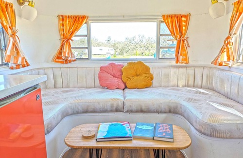 Paso Robles RV Rental | Janis Jopplin Trailer - Janis Jopplin Themed Vintage Trailer on Vineyard