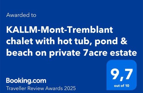 Lac-Superieur Ski Chalet | KALLM-Mont-Tremblant chalet with hot tub, pond & beach on private 7acre estate
