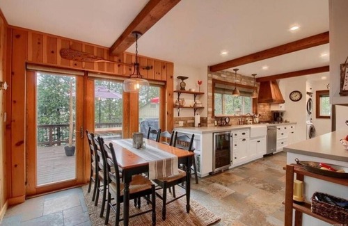 Bass Lake Cabin | Knotty Pine A-Frame Cabin steps to Bass Lake!