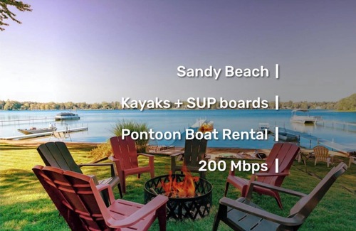 Twin Lake House | Lake House: Pontoon Rental l Kayaks & SUP +Hot Tub