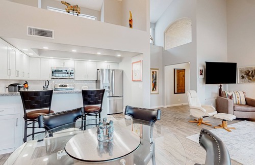 Townhomes On Coral Reef House | Lake view desert stay with pool, patio, grill, & smart TVs - snowbird-friendly