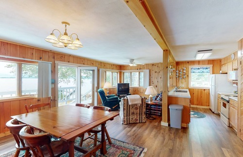 Greenville Cottage | Lakefront home with private dock, mooring, pebble beach, grill, & firepit
