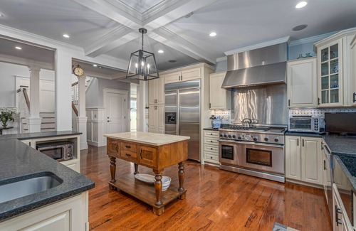 Meredith House | Lakefront home with a washer/dryer, deck, dock, & grill