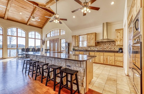 Kingsland House | Lakefront home with patio, grill, lake views, office, lake access & washer/dryer