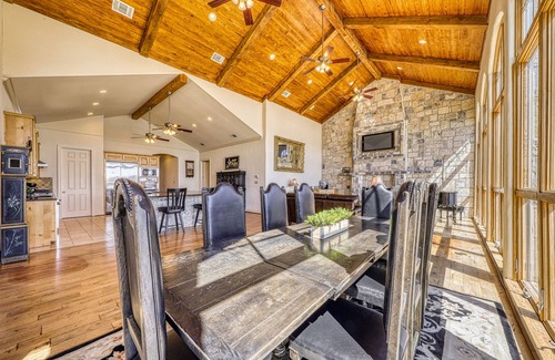 Kingsland House | Lakefront home with patio, grill, lake views, office, lake access & washer/dryer